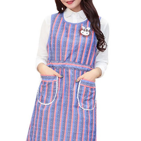 스토어33 칼라 세로줄 키친 앞치마, B, 1개