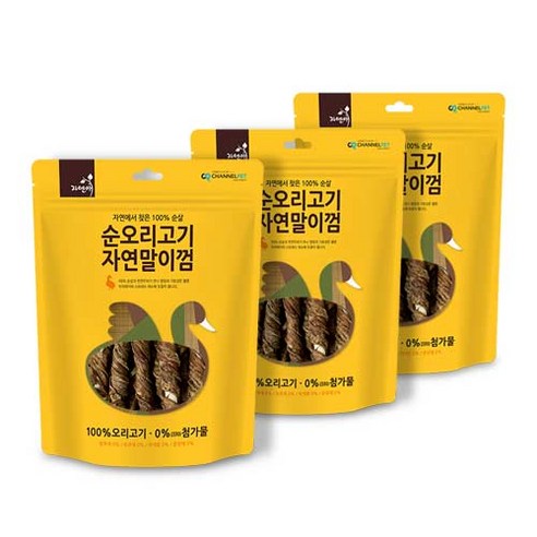 자연애 무첨가 강아지간식 순닭가슴살 자연말이껌 50g, 순오리고기, 3개입