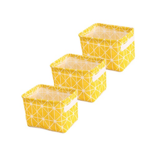 아리코 북유럽 패브릭 바스켓, 옐로우, 3개