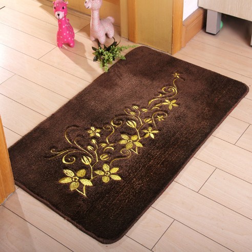 리빙조이 엘러건 플라워 발매트 40 x 60 cm, 심플커피