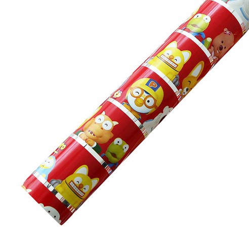뽀로로 증착롤 포장지 소 26.5cm x 12m, 레드, 1개