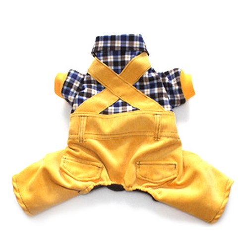 홍바오스트 강아지 셔츠가 돋보이는 멜빵 올인원, 옐로우