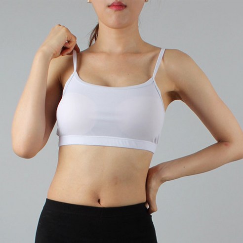 코러스라인 일자 에어로빅 무광탑 끈나시, 흰색