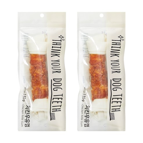 Think your dog teeth 딩고 오리우유 껌 130g, 치킨, 2개