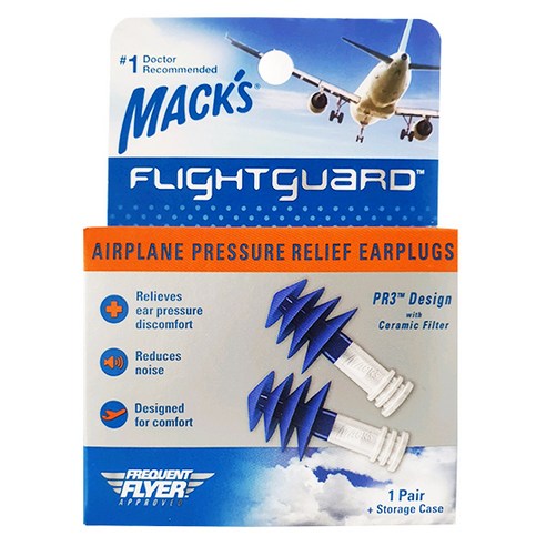 Macks 플라잇가드 비행기 기압조절 귀마개, 1쌍, 1개