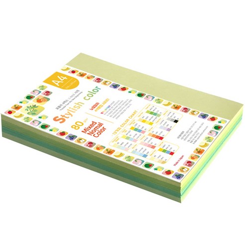 종이문화 스타일리쉬 노멀칼라 색지 혼합 178 SN-Green Tone 80g, A4, 260매