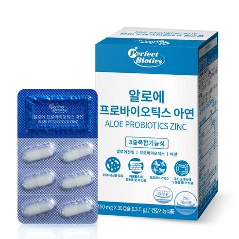 퍼펙트바이오틱스 알로에 프로바이오틱스 아연, 30캡슐, 1개