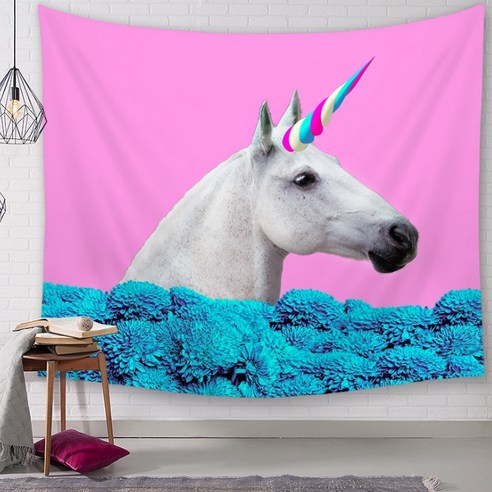 슈퍼식스 다채로운 유니콘 일러스트 태피스트리 벽가리개 행잉, 13
