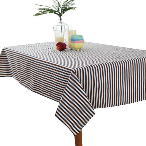 앤티스 유로스타일 스트라이프 식탁보, 블루 + 브라운, 130 x 180 cm