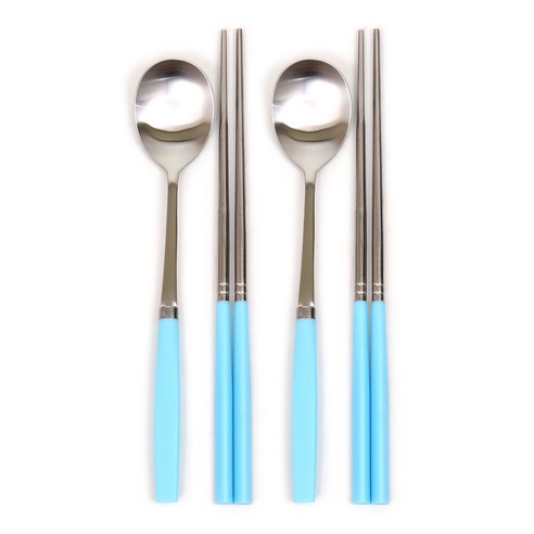 라온누리 퍼펙트그립 한식수저 세트 스카이블루, 숟가락 2p + 젓가락 2p, 1세트