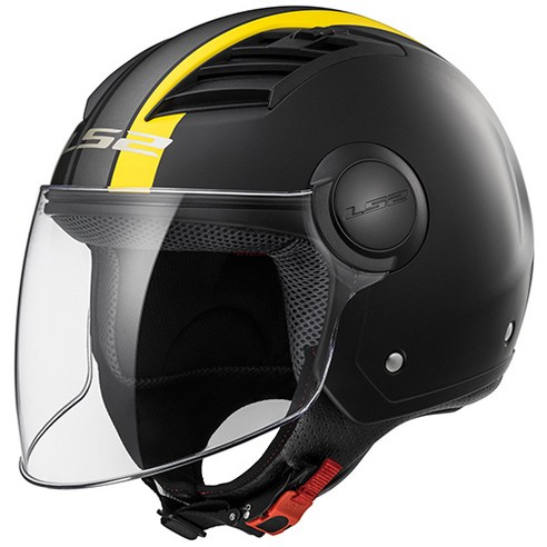 LS2HELMETS 오토바이헬멧 OF562 에어플로우 엘, 블랙 옐로우 무광 메트로폴리스