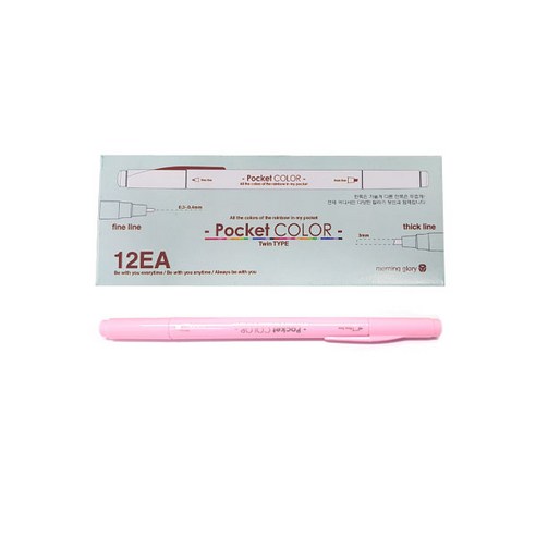 모닝글로리 700 포켓칼라펜 양면, 로즈핑크, 12개