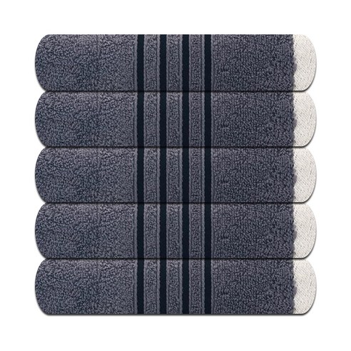 송월타월 나폴리 스트라이프 수건 150g, 그레이, 5개