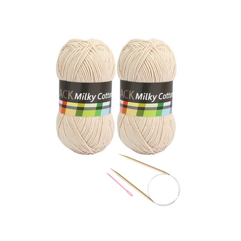 브랜드얀 요정모자 핸드워머 DIY세트 밀키코튼 블랙라벨 2p + 고급 줄바늘 5.0mm + 플라스틱 돗바늘 랜덤 발송, 피넛