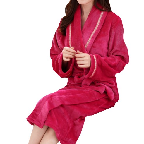 리빙조이 엘르 패턴 샤워 가운 M, 포인트딥핑크, 1개
