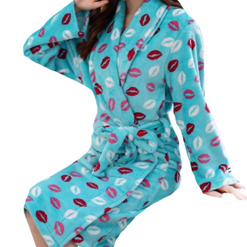 리빙조이 엘르 패턴 샤워 가운 XL, 립블루, 1개