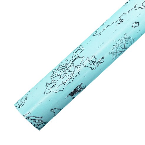 포포팬시 지도 종이포장지 53cm x 20m, 블루, 1개