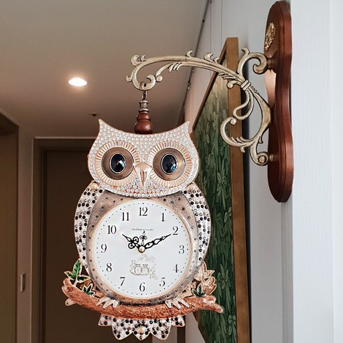 마리데코 쁘띠부엉이 무소음 양면시계, 블랙펄