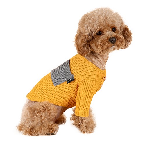 윙키뉴욕 강아지옷 와플포켓 티셔츠, Mustard