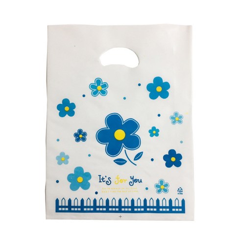 팩스타 펀칭 비닐봉투 PE35 35 x 45 cm, 파랑꽃, 50개입