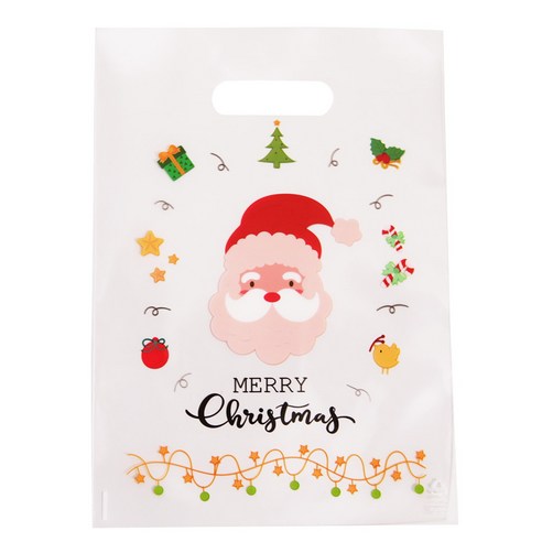 봄91 크리스마스 반짝투명 비닐쇼핑백 15p, 산타