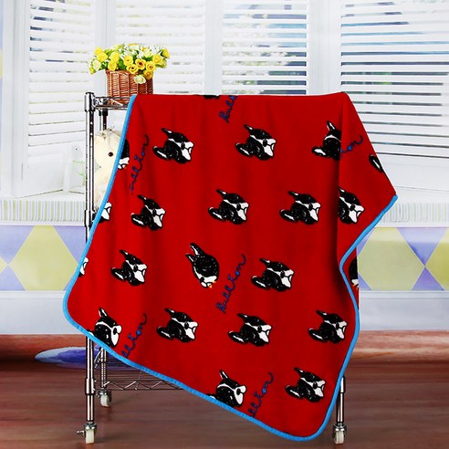 DM 알럽홈 플란넬 캐릭터 휴대용 무릎담요, 레드독