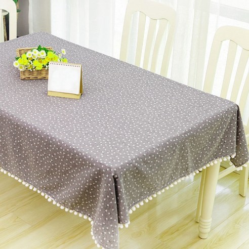 슈퍼식스 태슬장식 패브릭 코튼 파스텔 사각 식탁보, 6, 140 x 220 cm