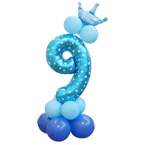 DM 알럽홈 파티 스탠드 숫자풍선, 블루 숫자9, 1개