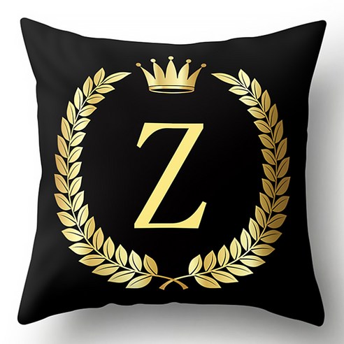 DM 알럽홈 블랙 크라운 알파벳 쿠션커버, Z