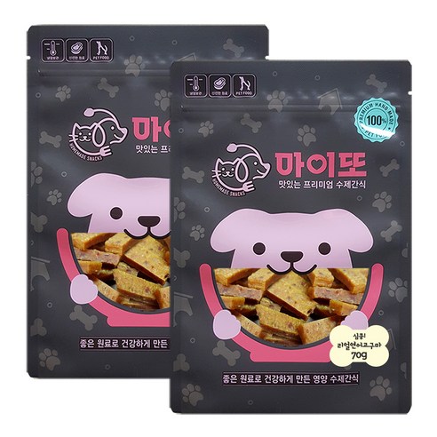 마이또 심쿵 반려견 국내산 수제간식, 리얼연어 + 고구마 혼합맛, 2개입