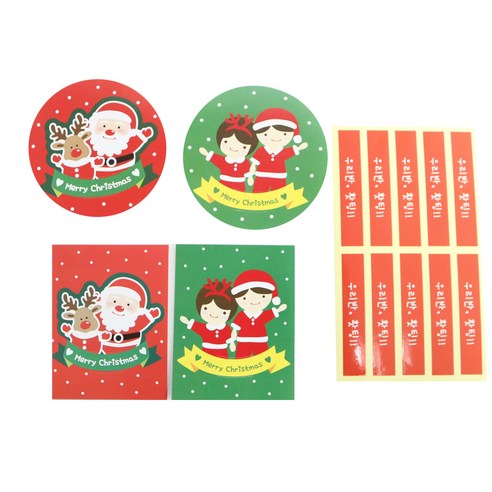 황씨네도시락 크리스마스 머핀컵덮개 소년소녀 10p + 산타 10p + 크리스마스 캔디홀더 소년소녀 10p + 산타 10p + 빨강띠지스티커 우리반홧팅 40p, 1세트
