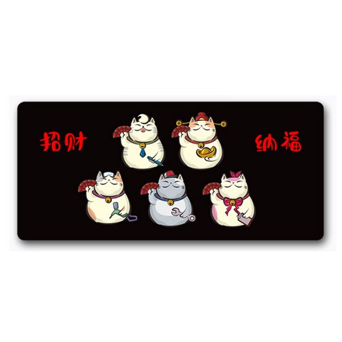 DM 알럽컴 럭키 고양이 마우스 장패드 40 x 90 x 3 cm, 블랙3, 1개