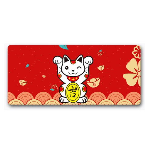 DM 알럽컴 럭키 고양이 마우스 장패드 40 x 90 x 3 cm, 레드8, 1개