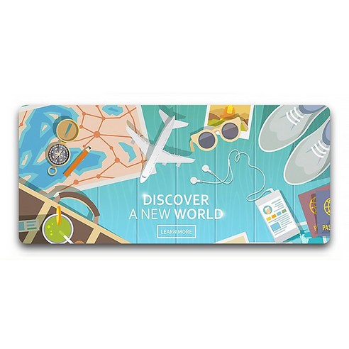 DM 알럽컴 릴렉스 마우스 장패드 30 x 80 x 0.3 cm, 비행기바캉스15, 1개