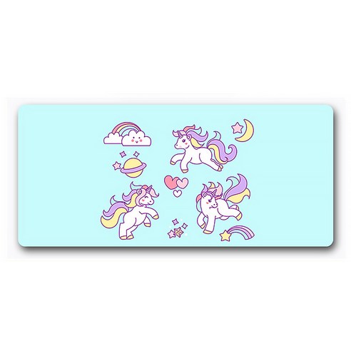 DM 알럽홈 유니콘 프린팅 마우스 장패드 40 x 90 x 0.3 cm, 블루별달8, 1개