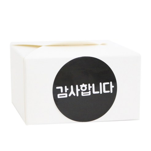 황씨네도시락 레이스박스 화이트 30p + 스티커 원형 감사합니다 블랙 30p, 1세트