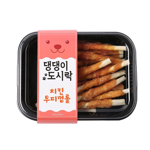 네이처펫 댕댕이도시락 수제간식, 치킨 우피껌롤맛, 1개