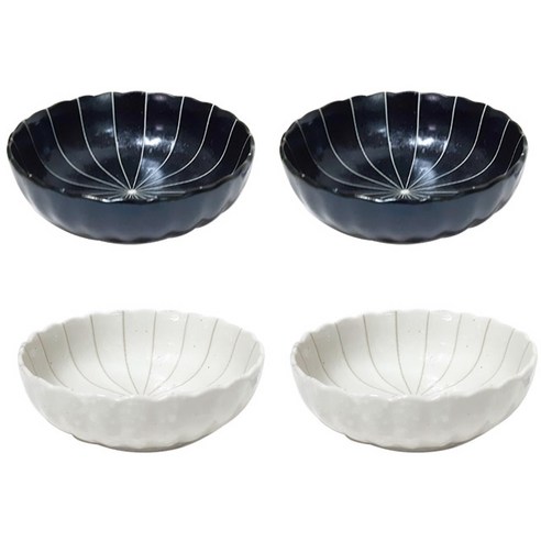 로얄아리따 시젠 볼 12.5cm, 화이트 + 블랙, 4개입