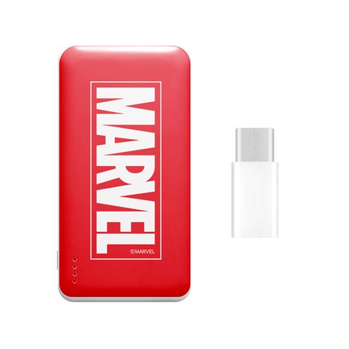 마블 쉴드 보조배터리10000mAh + C타입 젠더, Q10S, 마블 레드