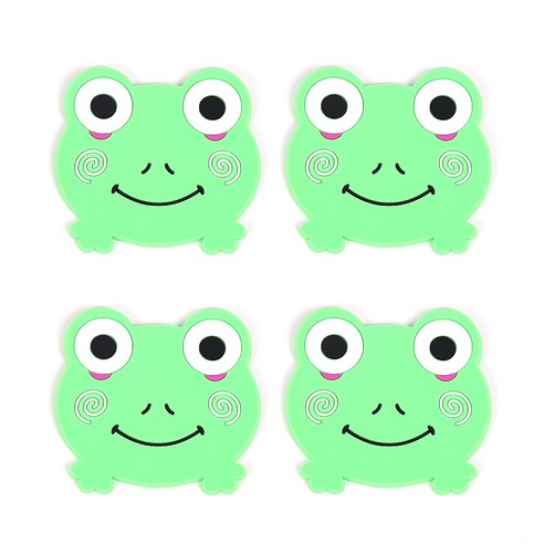 DM 알럽홈 동물캐릭터 실리콘 코스터 4p, 개구리