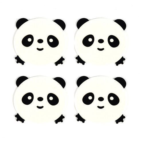 DM 알럽홈 동물캐릭터 실리콘 코스터 4p, 판다