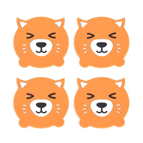 DM 알럽홈 동물캐릭터 실리콘 코스터 4p, 여우