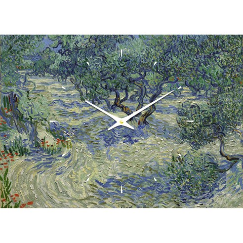더윤 레티나 명화시계 30 x 42 cm, 고흐 꽃피는 나무들이 있는 아를 풍경