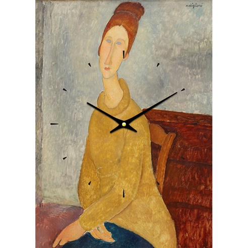 더윤 레티나 명화시계 30 x 42 cm, 모딜리아니 노란 스웨터를 입은 잔느 에뷔테른