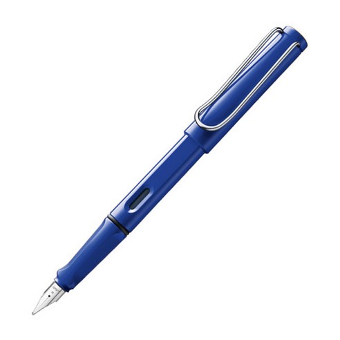 LAMY 만년필 사파리 블랙 틴케이스 세트, M, 블루