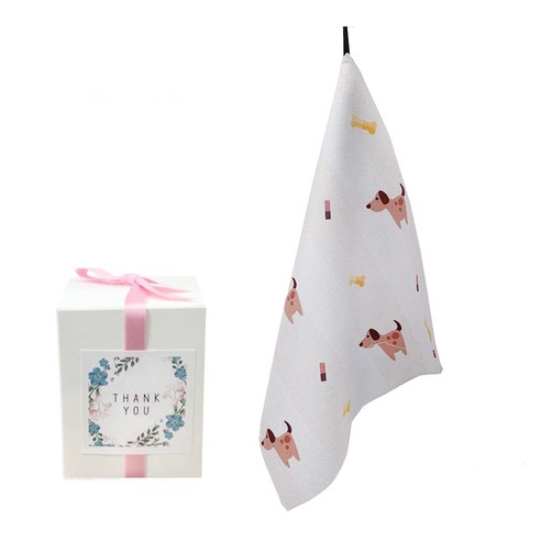 삼육오데이 DIY 돌답례품 수건 10p + 박스 10p + 리본 핑크 12p + 땡큐스티커 12p, 댕댕이, 1세트