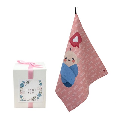 삼육오데이 DIY 돌답례품 수건 10p + 박스 10p + 리본 핑크 12p + 땡큐스티커 12p, 까꿍아기, 1세트