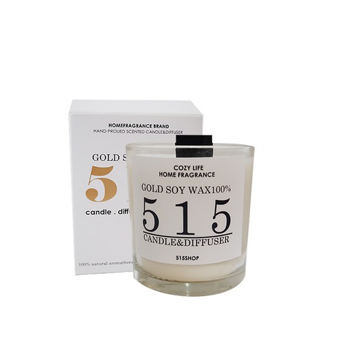 515샵 아로마 우드심지 모던 소이캔들 210ml, 그린애플, 1개