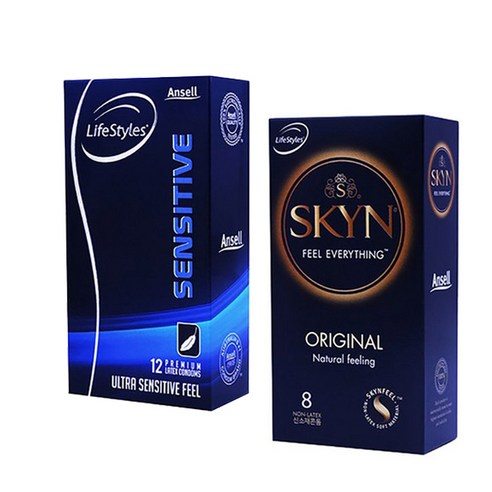 안셀 라이프스타일 콘돔 센시티브 12p + 스킨 오리지널 8p, 1세트