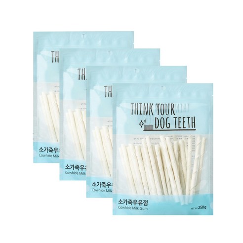 띵크유어도그티 딩고 스틱껌, 혼합맛(소가죽/우유), 250g, 4개